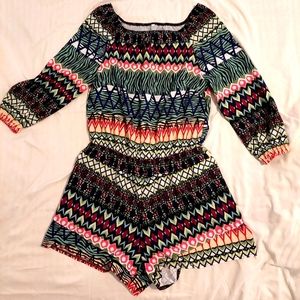 Multi-color off shoulder rompers, XL